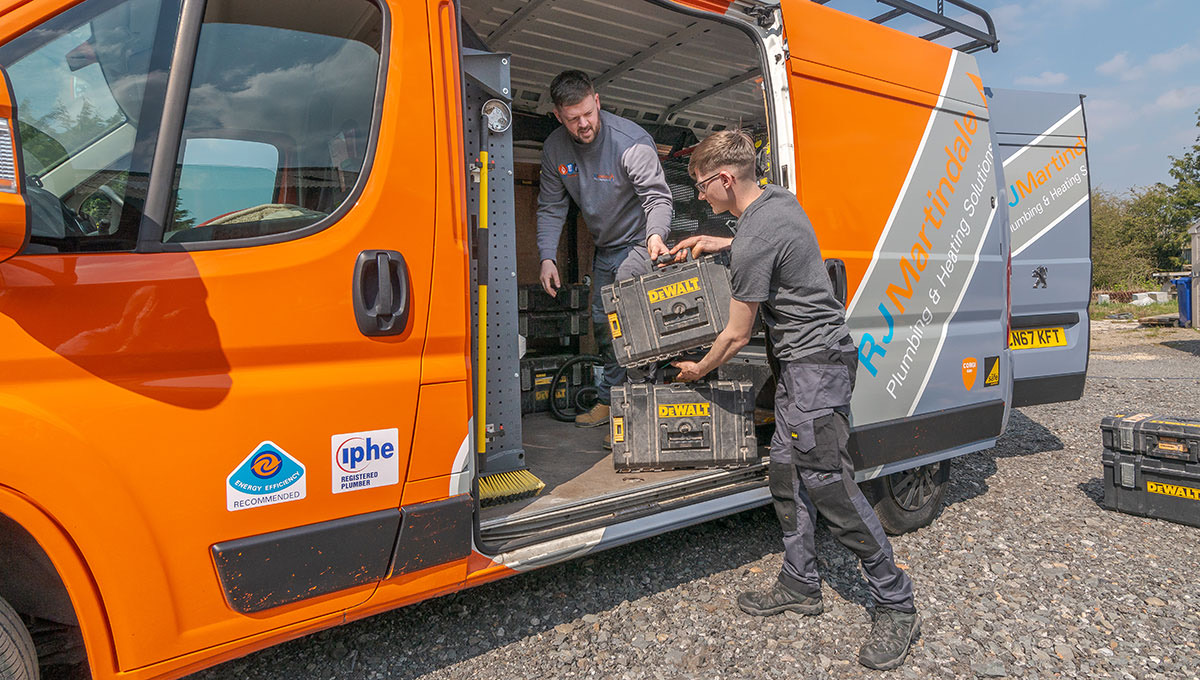 RJ Martindale engineers loading tools into their van